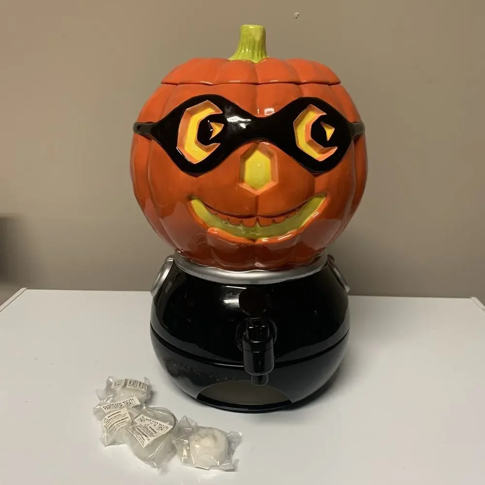 RARE Dept 56 Pumpkin Cider Drink Dispenser Masked Jack O Lantern Halloween 2008